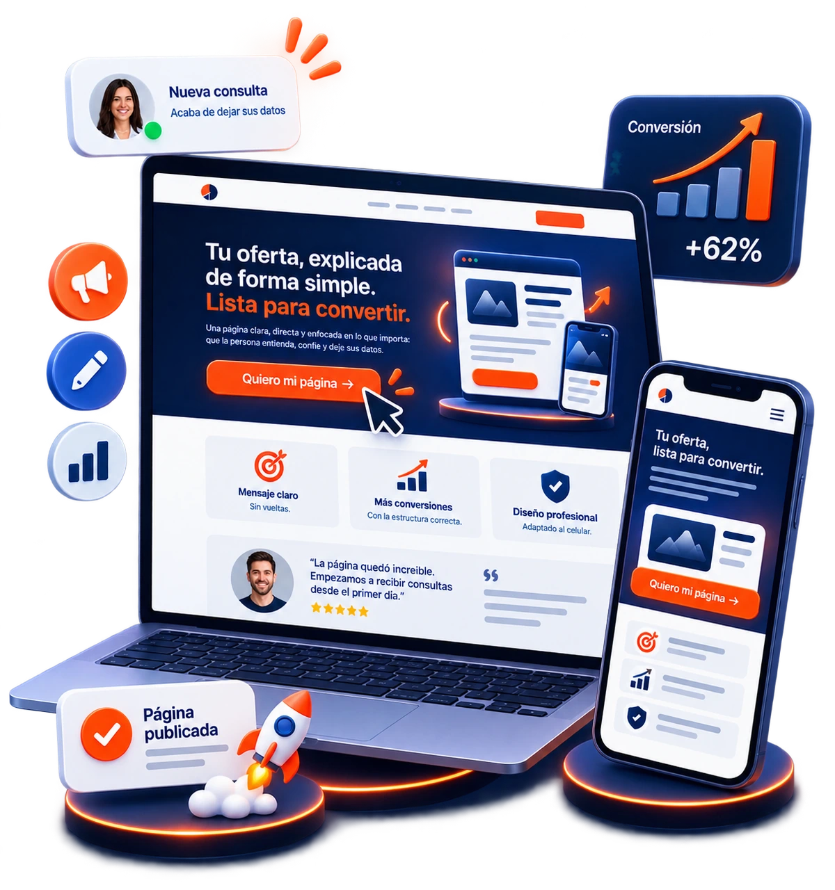 Landing page que convierte: mensaje claro, más conversiones y diseño profesional